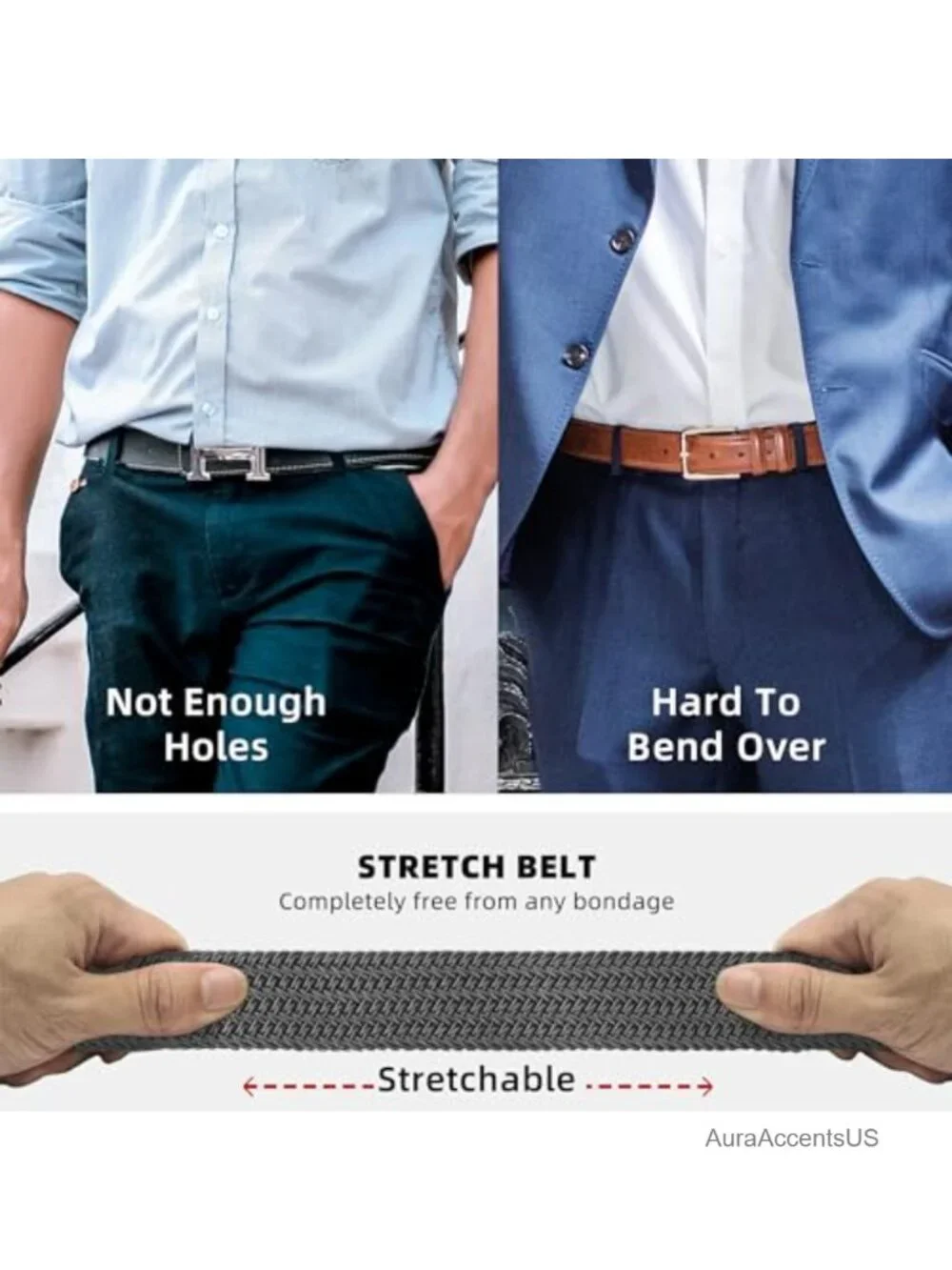 Men's Stretch Woven Braided Web Belt for Golf, Casual Wear, and Jeans